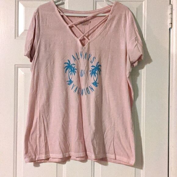 14 16 Lane Bryant always on vacation top t-shirt pale pink see desc summer beach - Picture 1 of 5